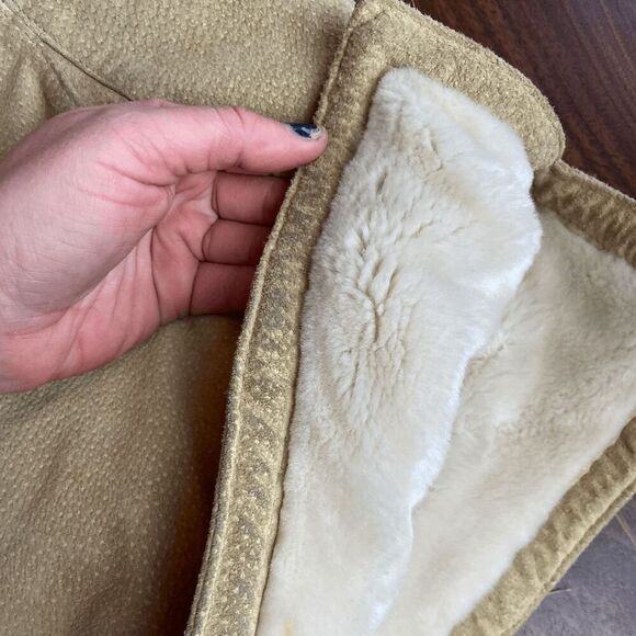 Vintage St. John's Bay Nubuck Leather Shearling Hooded Parka Jacket, Women's M - Picture 10 of 10